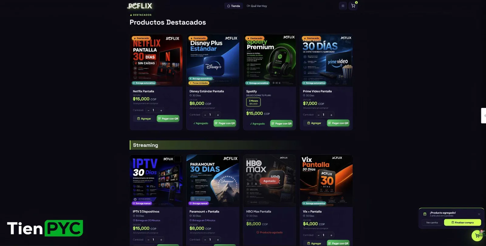 Módulo de Mi tienda en TienPYC