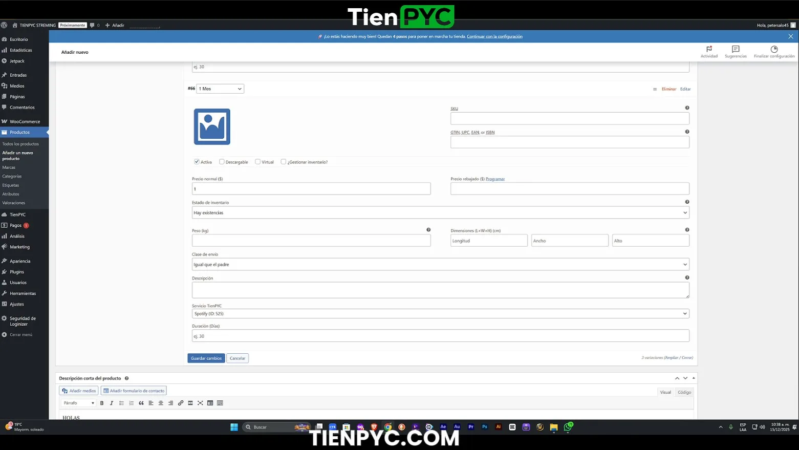 Instalación y funcionamiento de plugin para WordPress + WooCommerce de