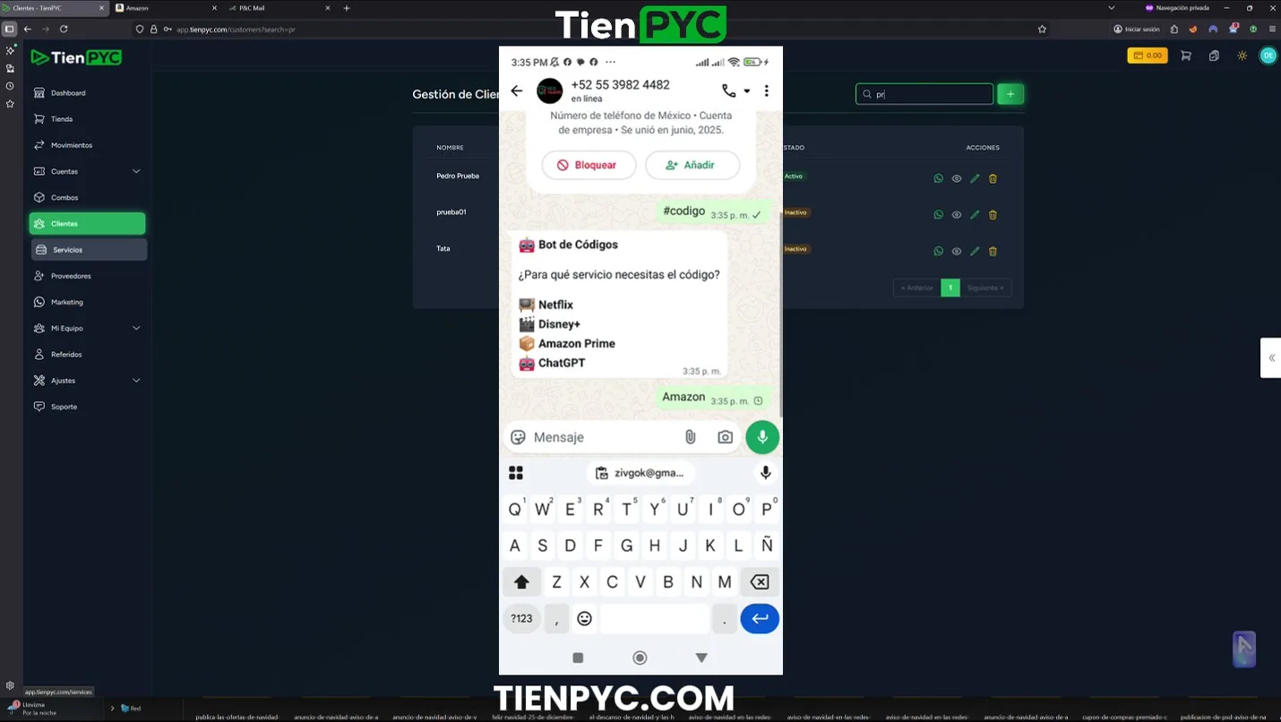 Bot de Entrega Inmediata de CODIGOS de acceso por WhatsApp