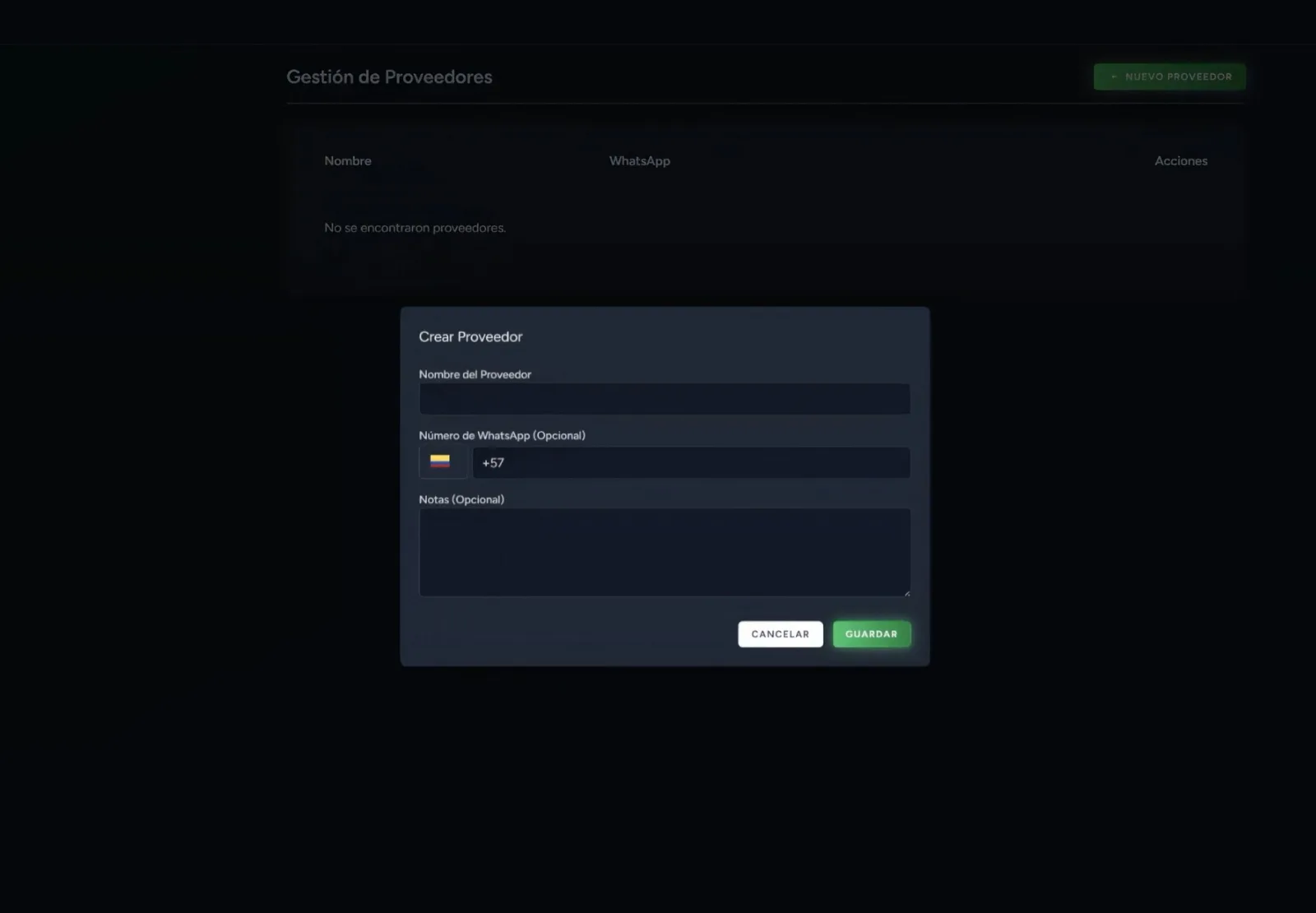 Creación de proveedores en sistema TienPYC.com